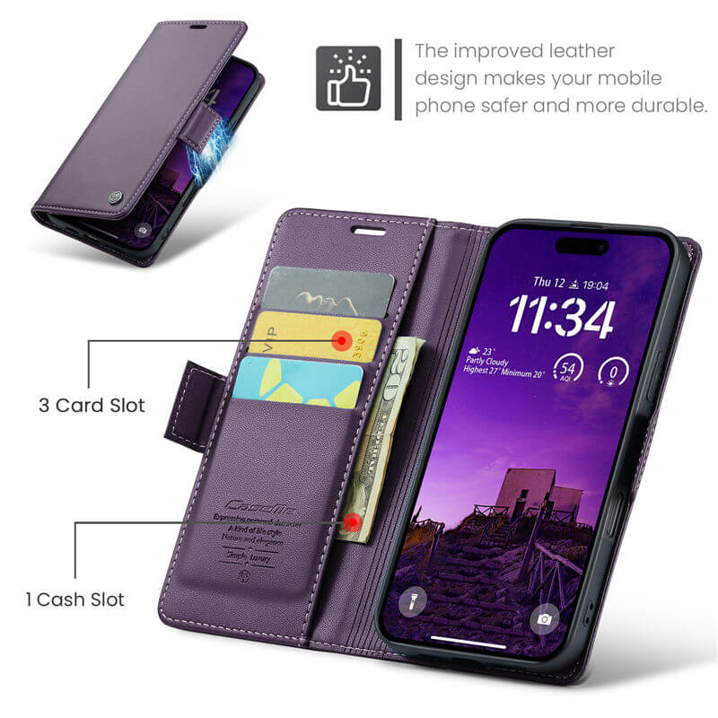 CaseMe iPhone 16 Pro Max Wallet RFID Blocking Case