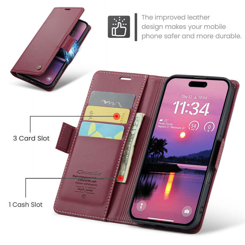 CaseMe iPhone 16 Pro Max Wallet RFID Blocking Case