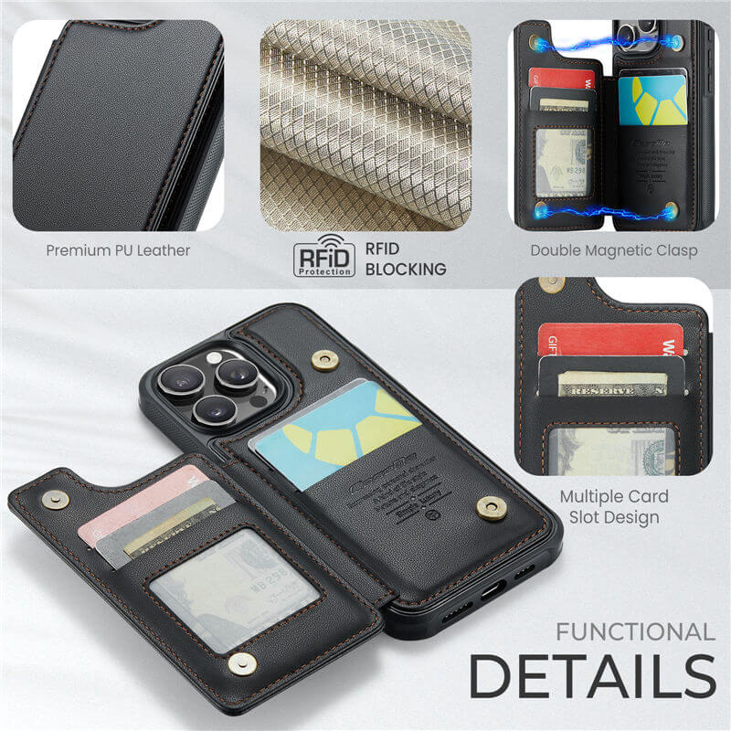 CaseMe iPhone 16 Pro RFID Blocking Card Holder Case