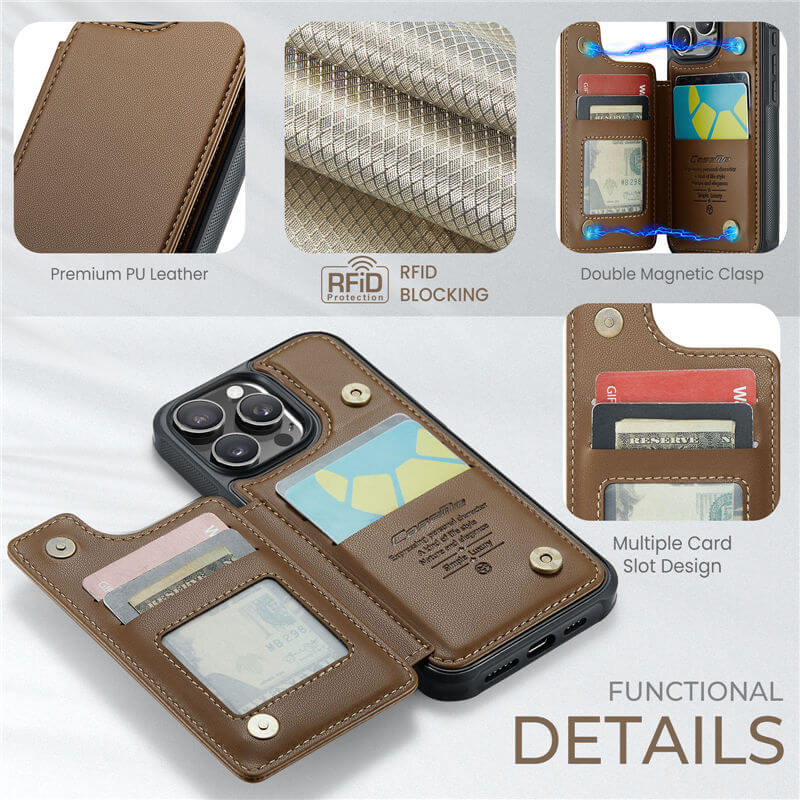 CaseMe iPhone 16 Pro RFID Blocking Card Holder Case