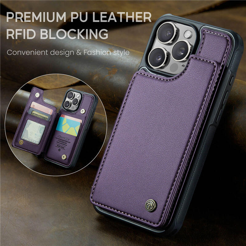 CaseMe iPhone 16 Pro RFID Blocking Card Holder Case