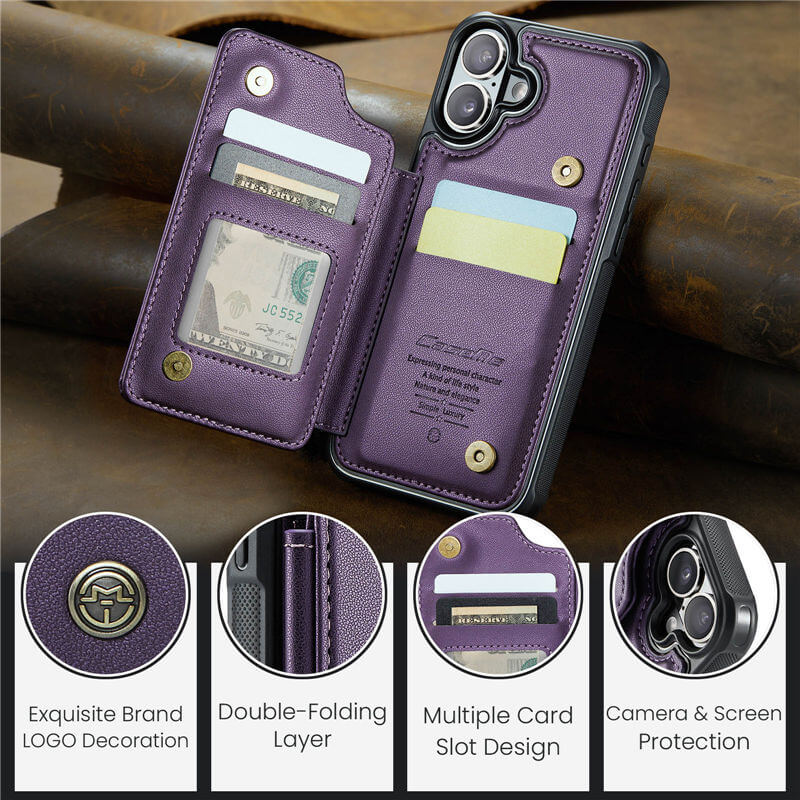 CaseMe iPhone 16 RFID Blocking Card Holder Case