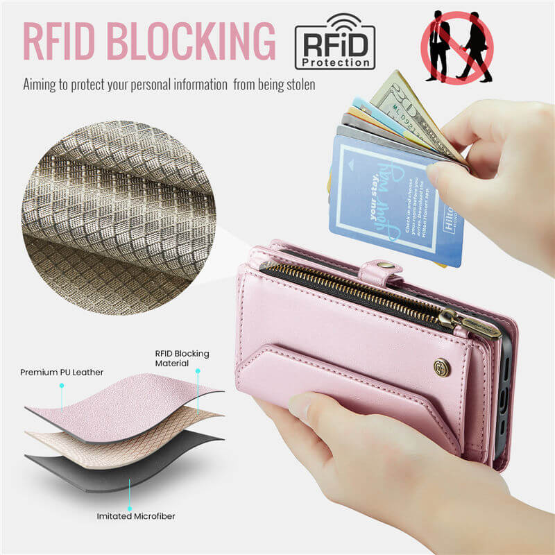 CaseMe iPhone 16 Wallet RFID Blocking Crossbody Phone Case