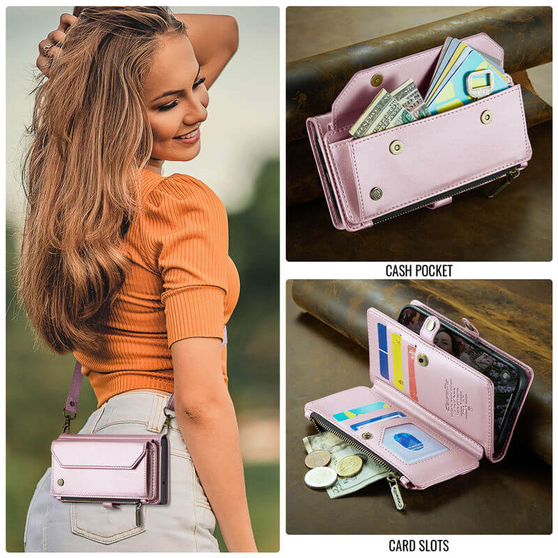 CaseMe iPhone 16 Wallet RFID Blocking Crossbody Phone Case