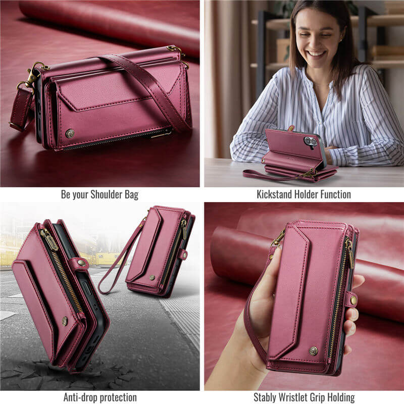 CaseMe iPhone 16 Wallet RFID Blocking Crossbody Phone Case