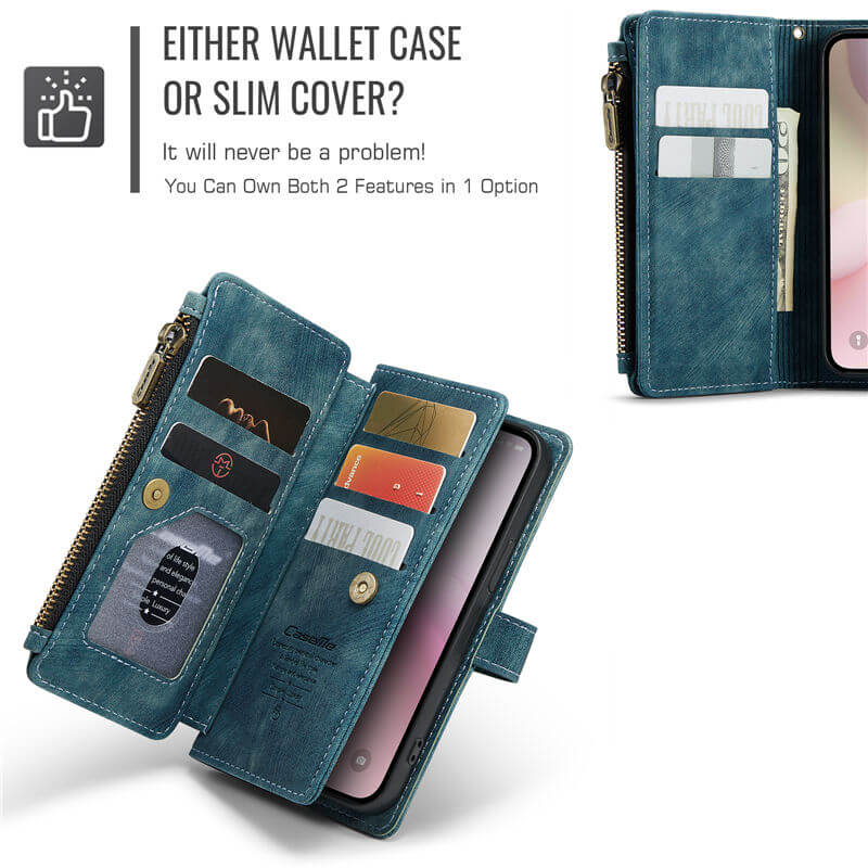 CaseMe iPhone 16e Wallet Case with Wrist Strap