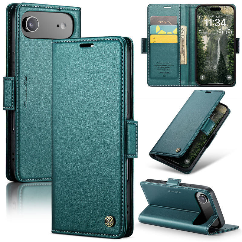 CaseMe iPhone Air Wallet RFID Blocking Magnetic Buckle Case Green CaseMe iPhone Air Wallet RFID Blocking Magnetic Buckle Case Green