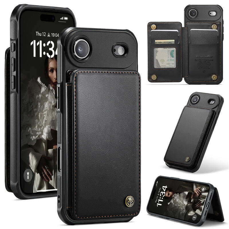 CaseMe iPhone Air RFID Blocking Card Holder Case with Kickstand Black CaseMe iPhone Air RFID Blocking Card Holder Case with Kickstand Black