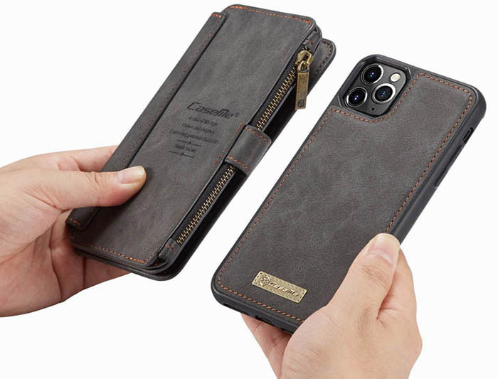 CaseMe iPhone 11 Pro Max Zipper Wallet Magnetic Detachable 2 in 1 Folio Flip Case