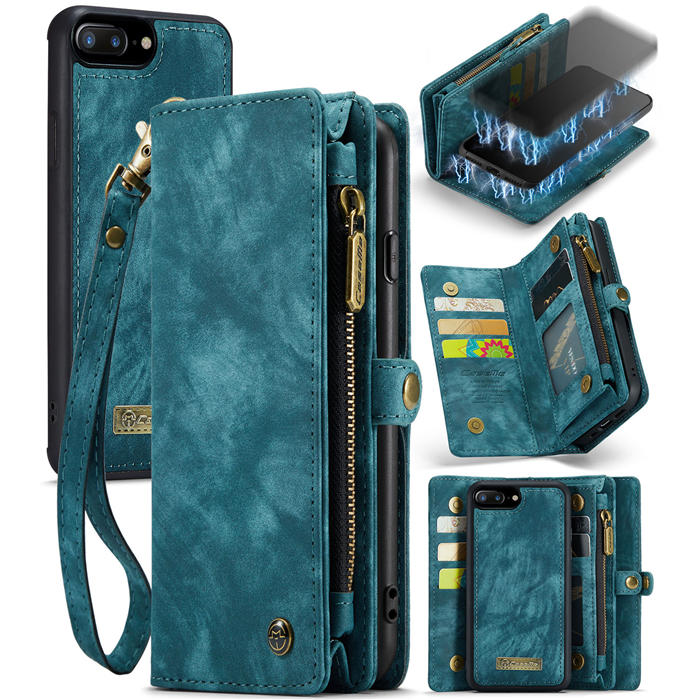 neef orkest tweeling CaseMe iPhone 7 Plus Wallet Case with Wrist Strap Blue