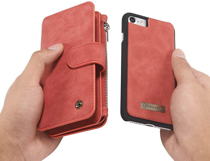 CaseMe iPhone SE 2020 Zipper Wallet Magnetic Detachable 2 in 1 Folio Flip Case