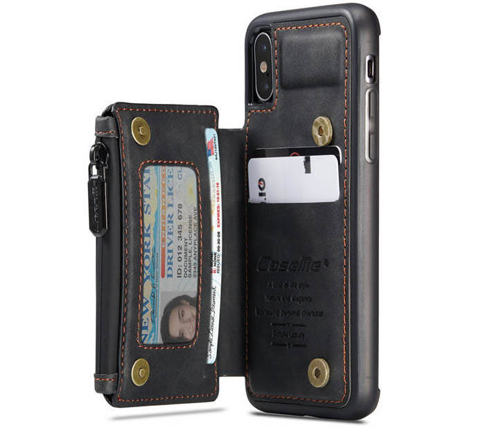 CaseMe iPhone XS/X Zipper Pocket Card Slots Case