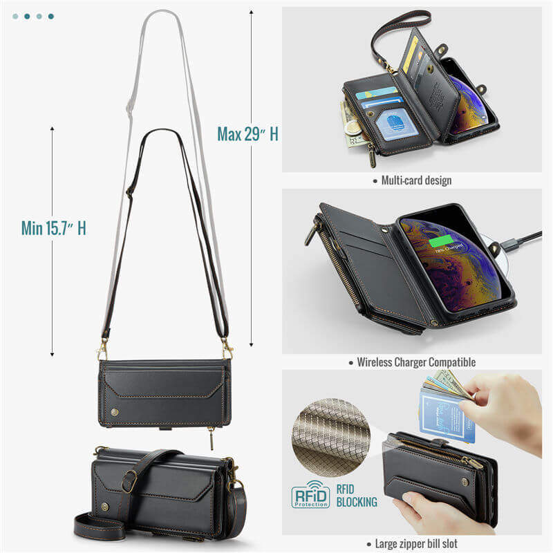 CaseMe iPhone X/XS Wallet RFID Blocking Crossbody Phone Case