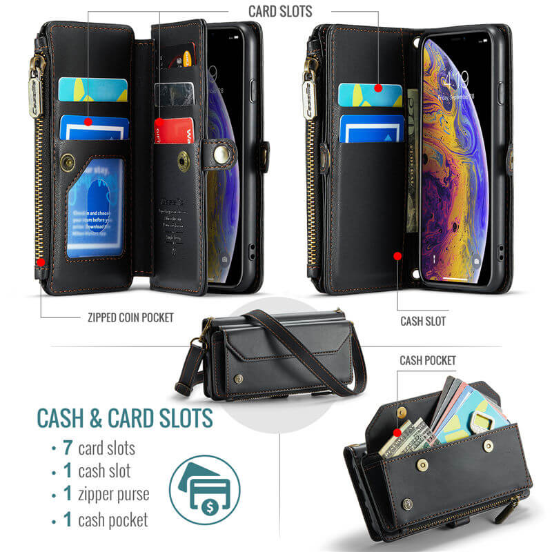 CaseMe iPhone X/XS Wallet RFID Blocking Crossbody Phone Case