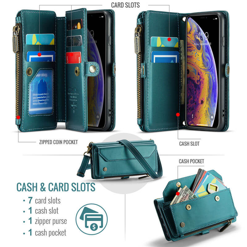 CaseMe iPhone X/XS Wallet RFID Blocking Crossbody Phone Case