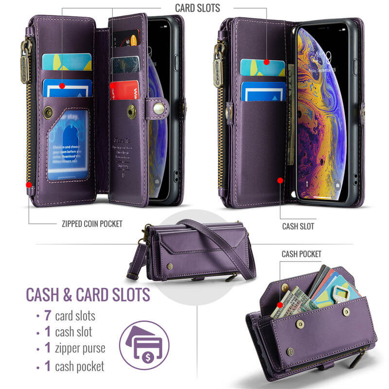 CaseMe iPhone X/XS Wallet RFID Blocking Crossbody Phone Case