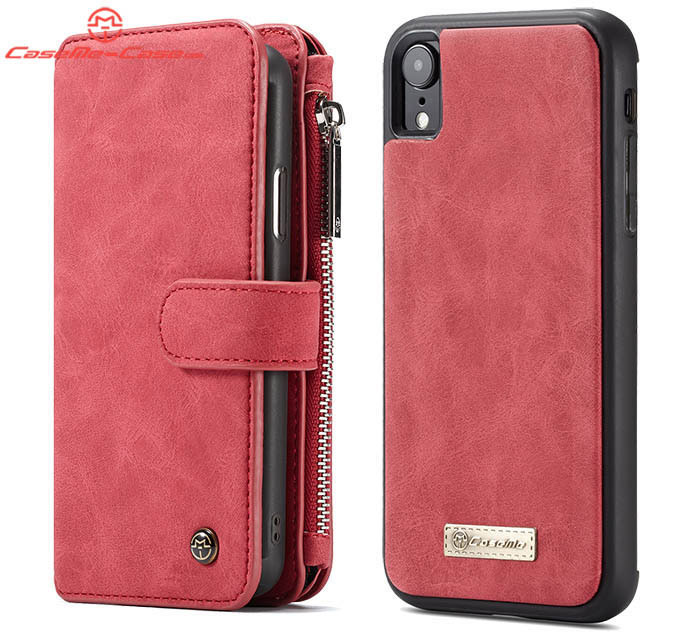 CaseMe iPhone XR Zipper Wallet Magnetic Detachable 2 in 1 Folio Flip Case