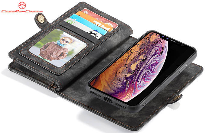 CaseMe iPhone XR Zipper Wallet Magnetic Detachable 2 in 1 Folio Case