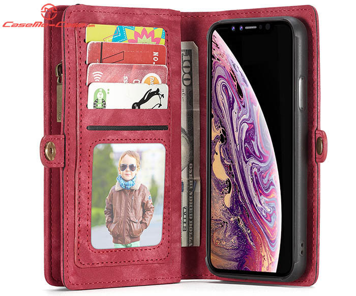 CaseMe iPhone XR Zipper Wallet Magnetic Detachable 2 in 1 Folio Case