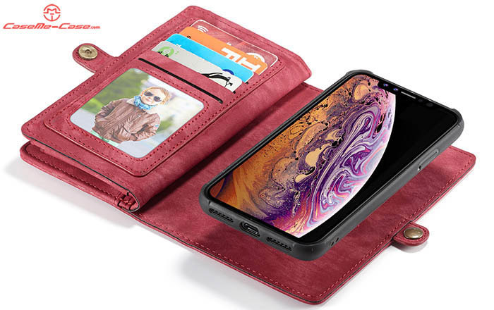 CaseMe iPhone XR Zipper Wallet Magnetic Detachable 2 in 1 Folio Case