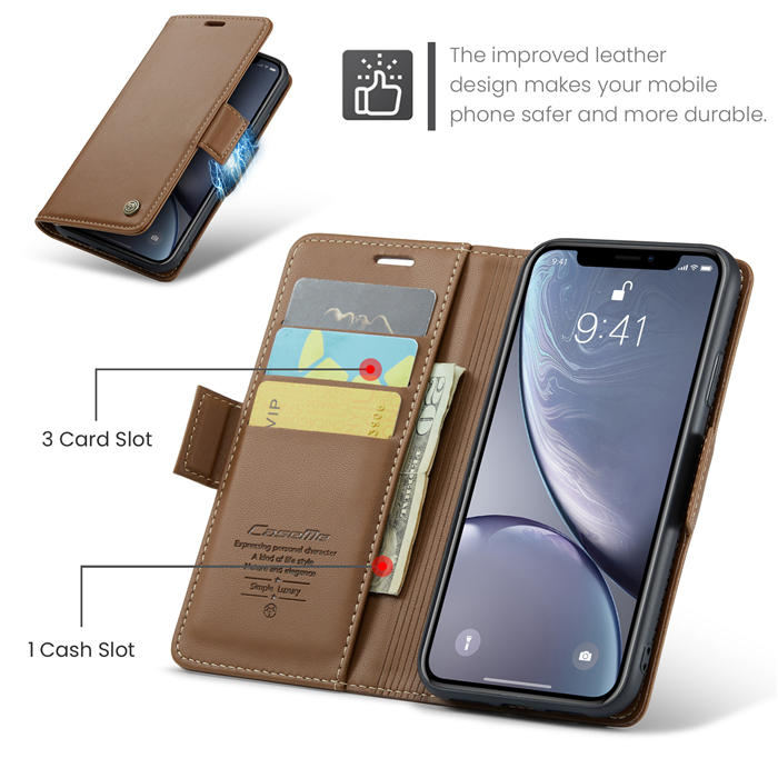 CaseMe iPhone XR Wallet RFID Blocking Magnetic Buckle Case