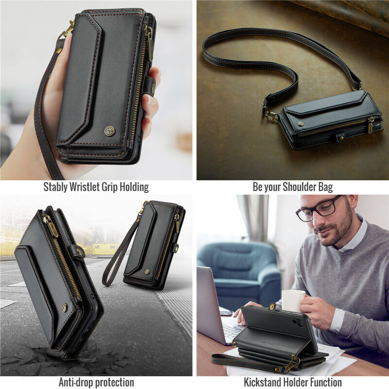 CaseMe iPhone XR Wallet RFID Blocking Crossbody Phone Case