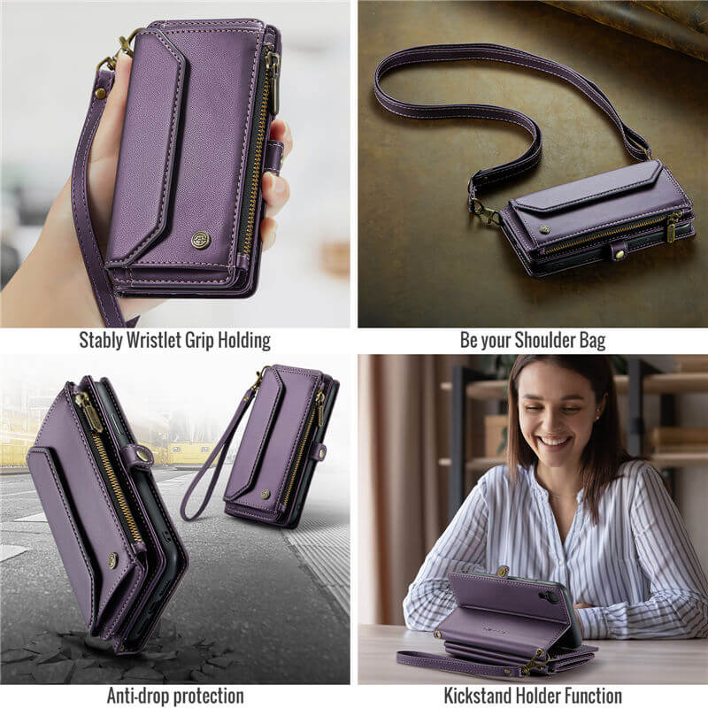 CaseMe iPhone XR Wallet RFID Blocking Crossbody Phone Case