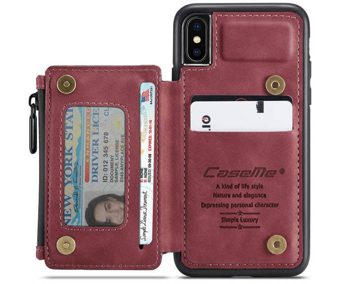 CaseMe iPhone XS Max Zipper Pocket Card Slots Case