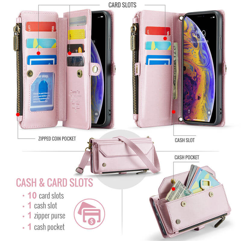 CaseMe iPhone XS Max Wallet RFID Blocking Crossbody Phone Case