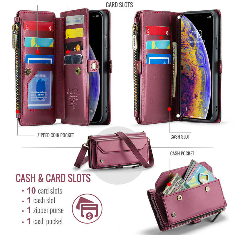 CaseMe iPhone XS Max Wallet RFID Blocking Crossbody Phone Case