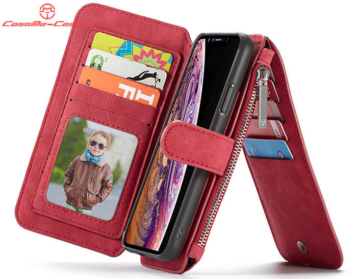 CaseMe iPhone Xs Max Zipper Wallet Magnetic Detachable 2 in 1 Folio Flip Case