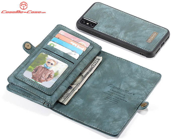 CaseMe iPhone XS Max Zipper Wallet Magnetic Detachable 2 in 1 Folio Case