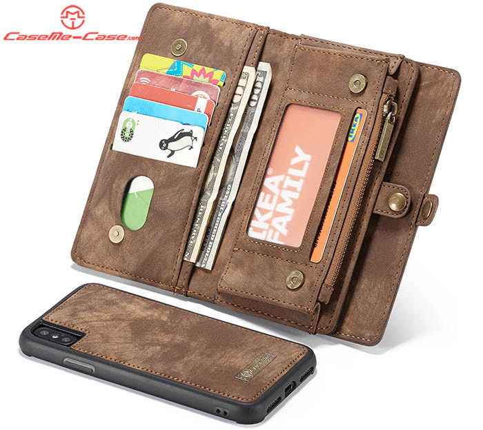 CaseMe iPhone XS Zipper Wallet Magnetic Detachable 2 in 1 Folio Case