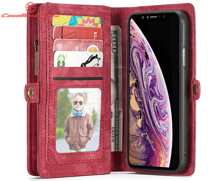 CaseMe iPhone XS Max Zipper Wallet Magnetic Detachable 2 in 1 Folio Case